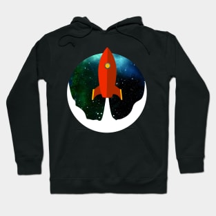 The small red Rocket in Space Hoodie